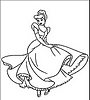 dla kolorowanki do wydruku z bajki Disney Kopciuszek - dziewczynka zmieniła się już w królewnę, ma na sobie cudowna suknie i wygląda pięknie